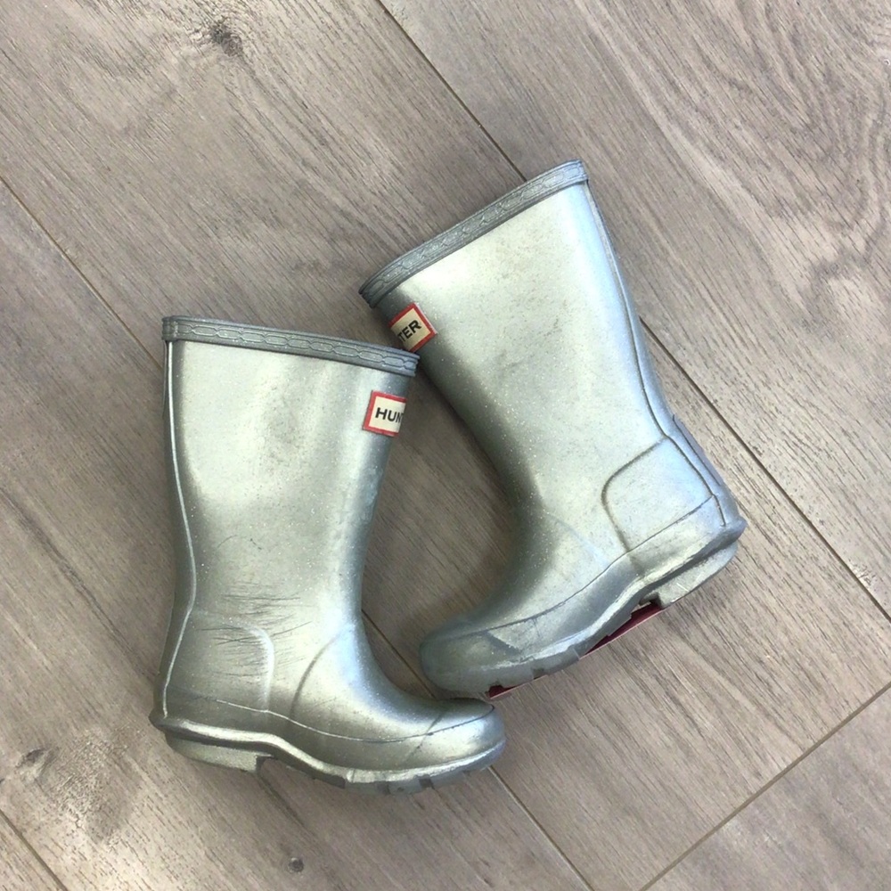 Hunter Kids Silver Metallic Rain Boots